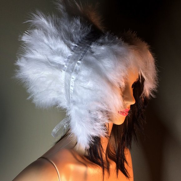 White Feather Headdress - Fluffy Marabou - Picture 5 of 12